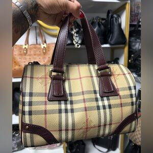 ❤️SOLD❤️BURBERRY Plaid Brown BOSTON Leather Handbag